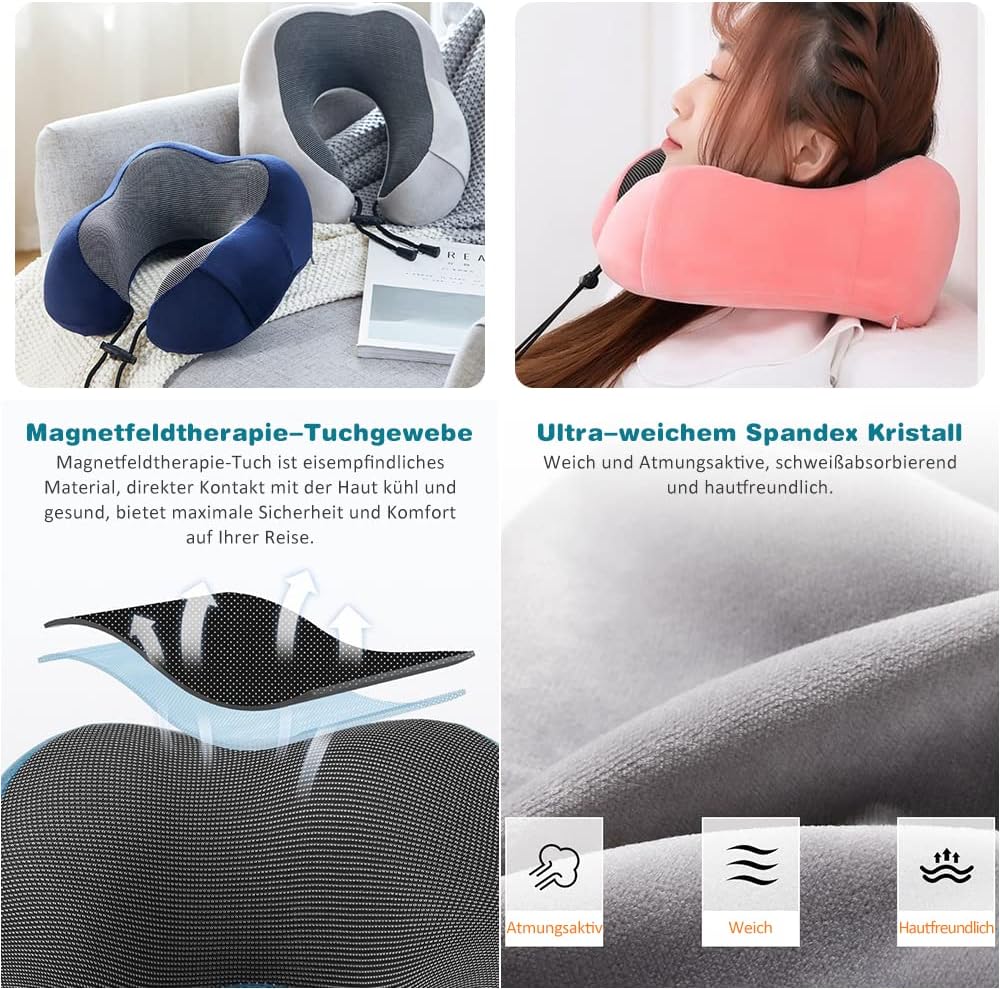 Detalle de Tyuodna Nackenkissen Reise – Memory-Schaum, U-förmig, rosa