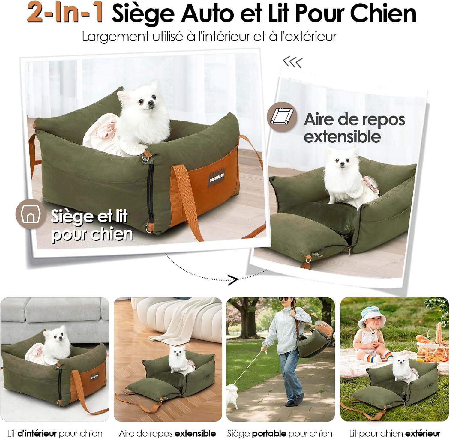 Thumbnail 1 de Siège auto pour chien petit et moyen moins de 15 kg avec panier extensible – Siege Auto Chien Voiture portable