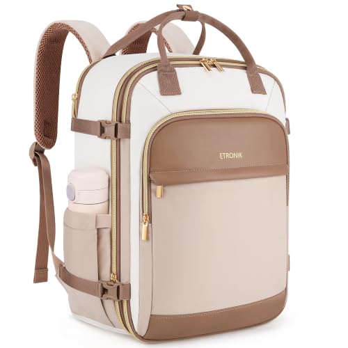 Detalle de ETRONIK Mochila de viaje expandible 24-30 L, 40x30x20 cm, caqui