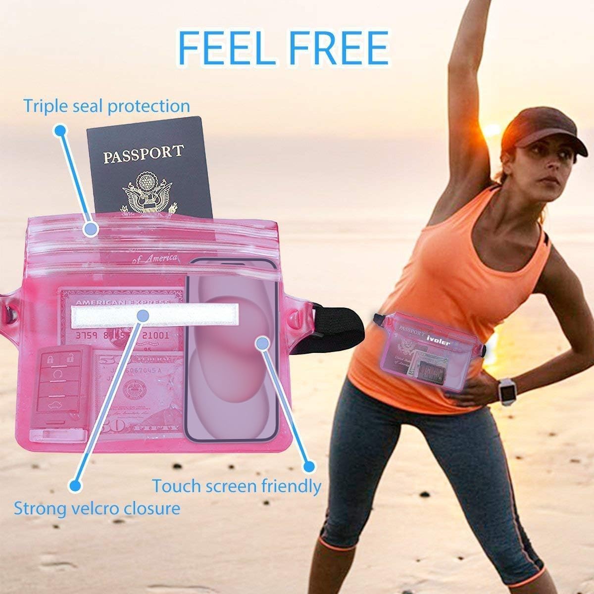 Detalle de ivoler Pack of 2 Universal Waterproof Waist Bag with Adjustable Belt