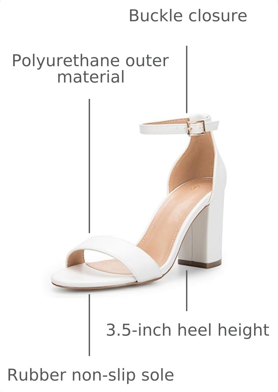 Detalle de COASIS Women's Chunky Block Heels Open Toe Ankle Strap 3.5 Inch Heeled Sandals