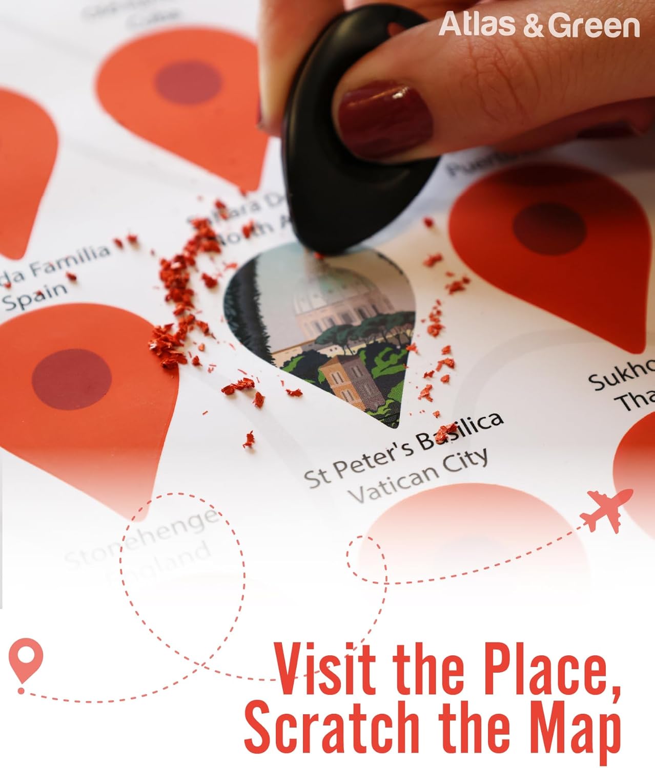 Thumbnail 2 de Atlas & Green Top 100 Destinations Scratch Off Poster