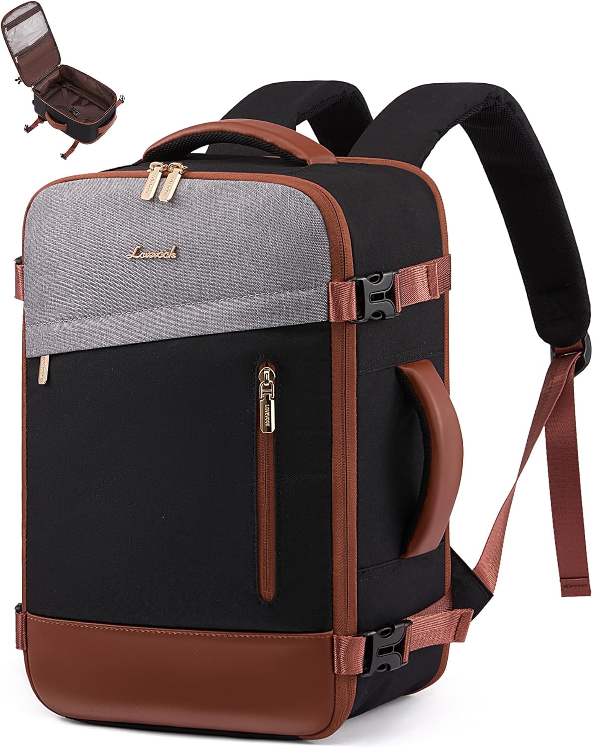 Thumbnail 6 de LOVEVOOK Handgepäck-Rucksack 50L (18 Zoll) – erweiterbar, wasserabweisend und als Cabin Bag nutzbar