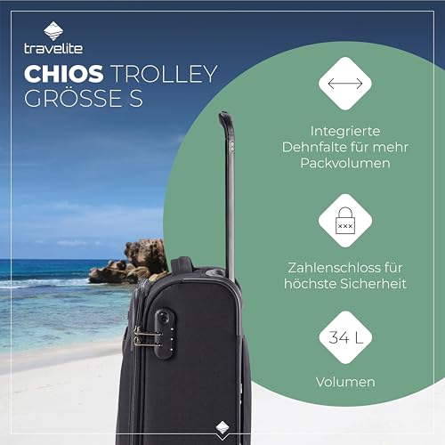 Detalle de Travelite CHIOS Handgepäck Koffer S – 55 x 39 x 20 cm, 2,4 kg, leicht
