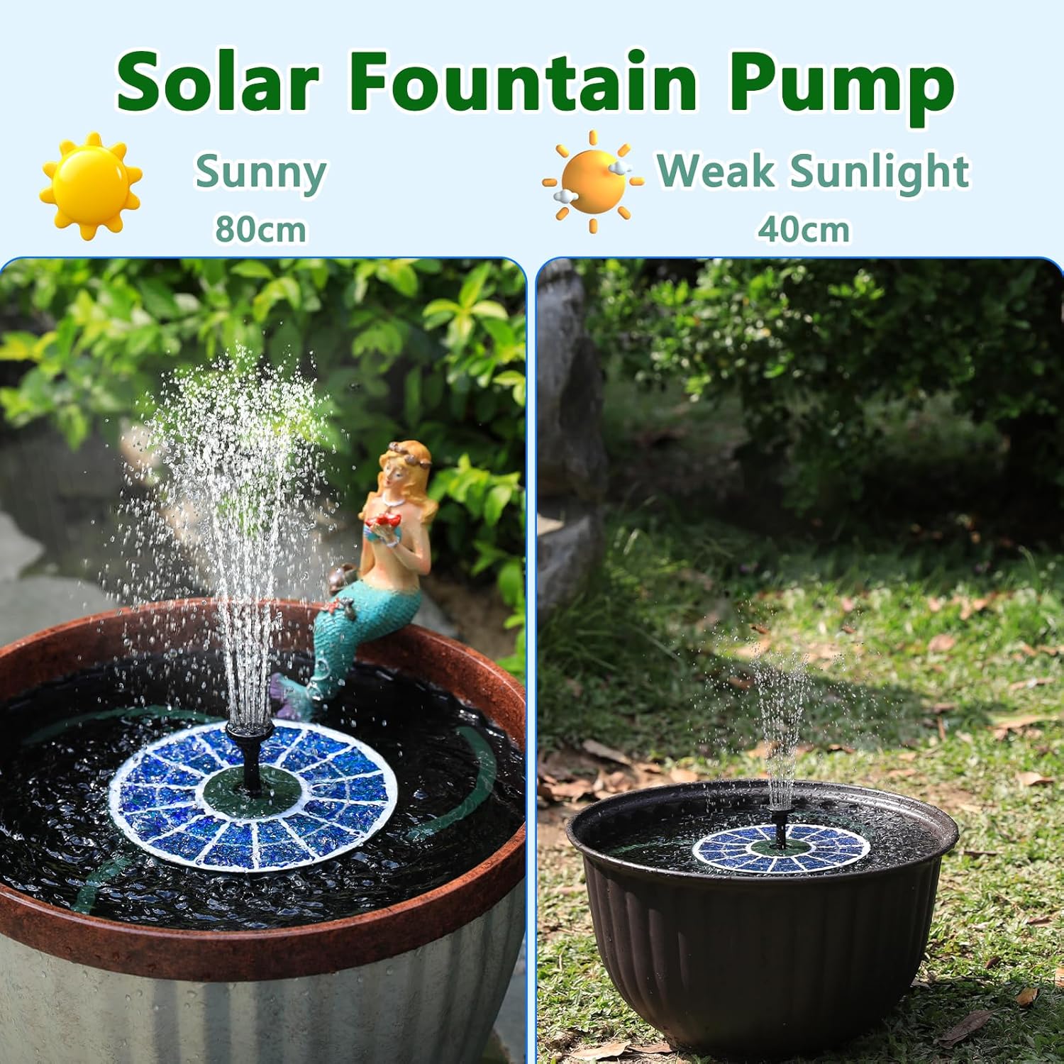 Thumbnail 5 de AISITIN Solarbrunnen für draußen – schwimmende 3,5W Solar-Pumpenfontäne mit Sprüheffekten für Garten, Teich & Vogelbad