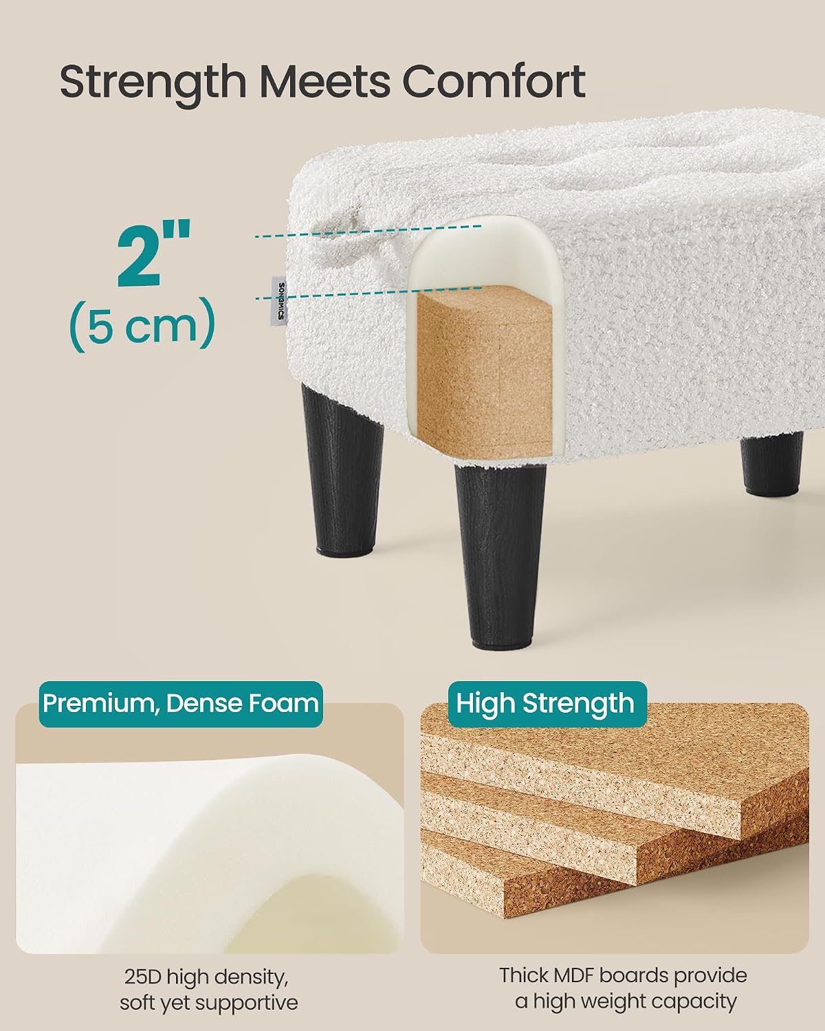 Detalle de SONGMICS Teddy Fleece Footstool