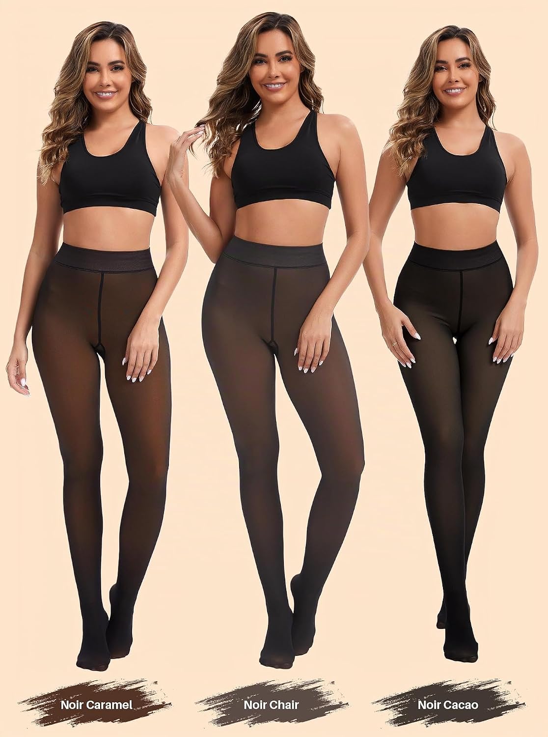 Thumbnail 5 de ZFSOCK thermische fleece panty voor dames met doorschijnend effect en hoge taille