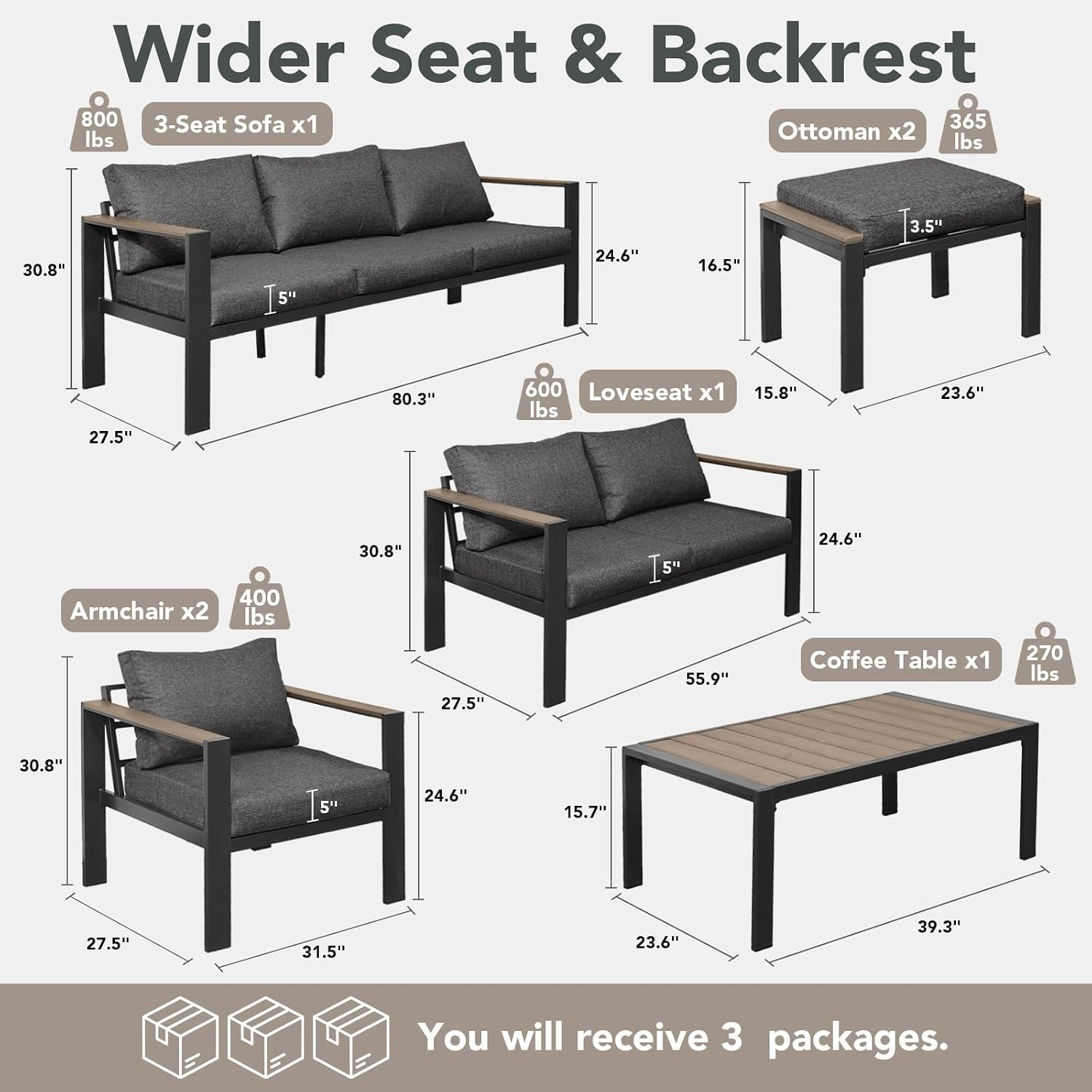 Detalle de SAILARY Patio Conversation Set for 9
