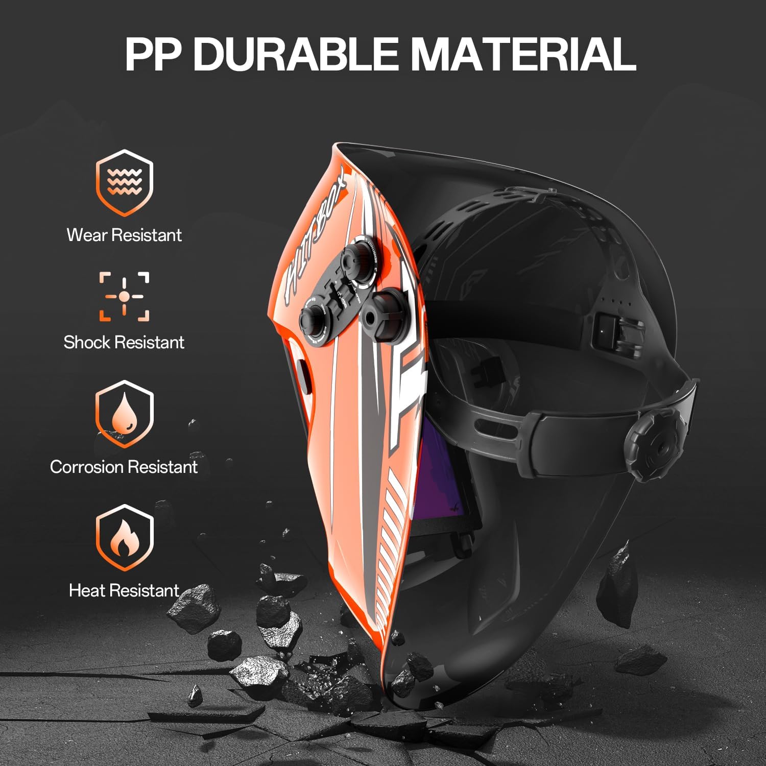 Detalle 1 de HITBOX welding helmet shade 9-13