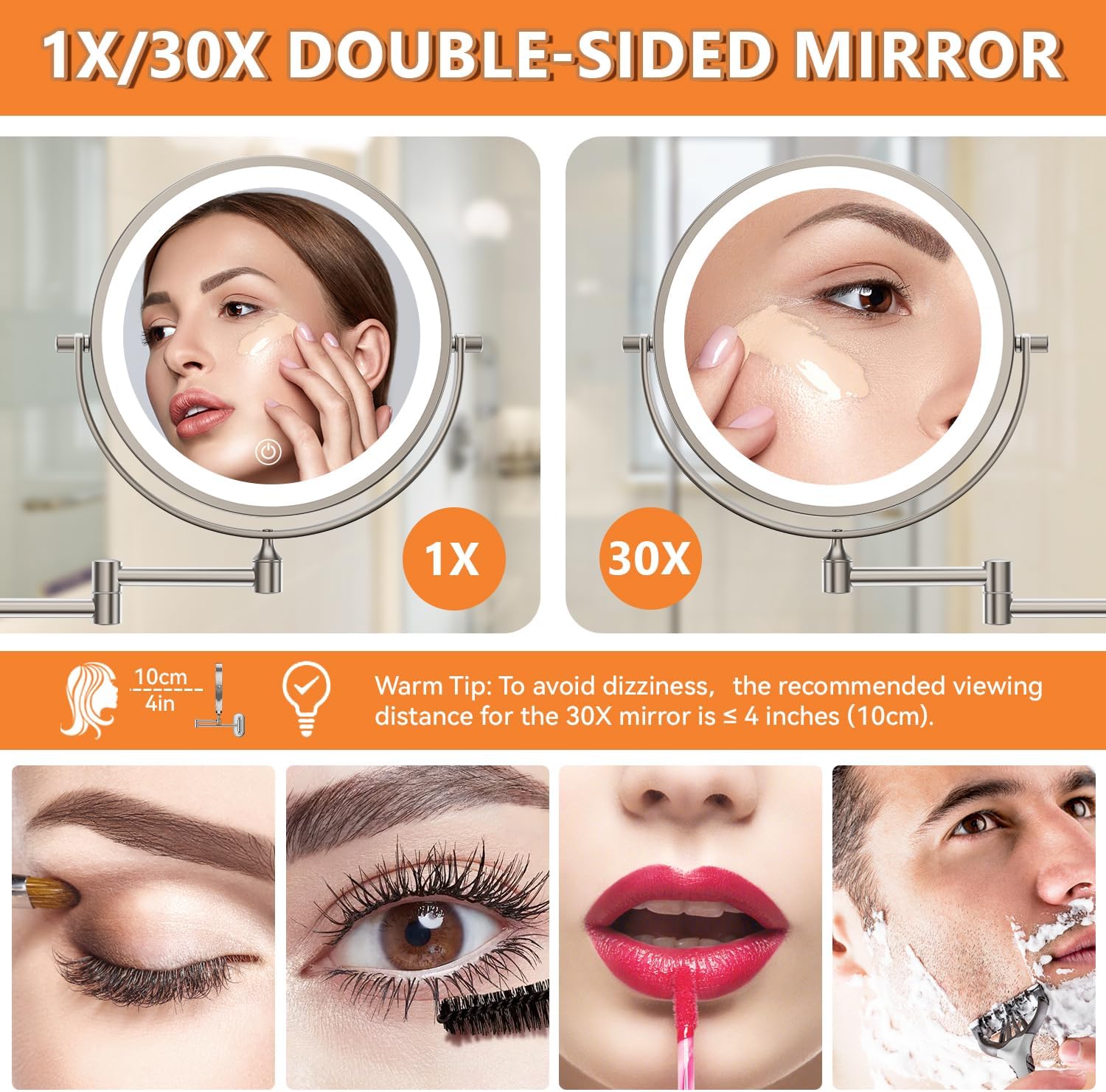 Thumbnail 1 de Auxmir 1X/30X Lighted Makeup Mirror 8" 3200 mAh 🪞
