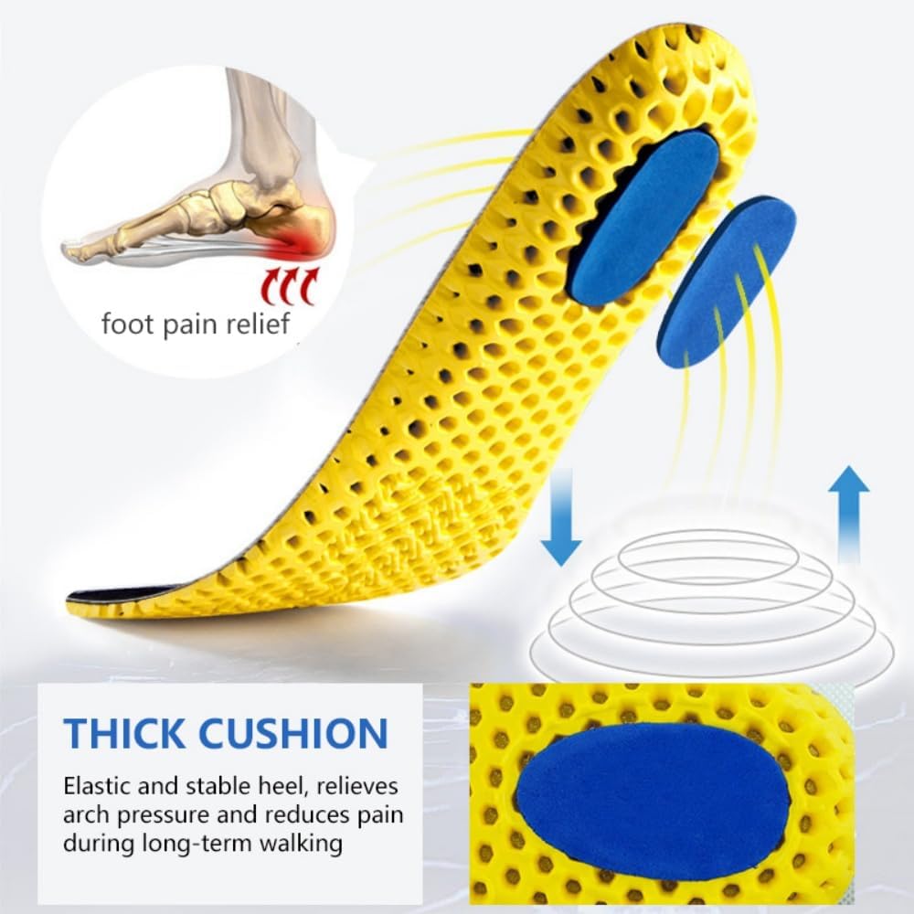 Thumbnail 2 de XINIFOOT 3 Pairs Elastic Shock Absorbing Shoe Insoles (Yellow) – breathable honeycomb sneaker inserts