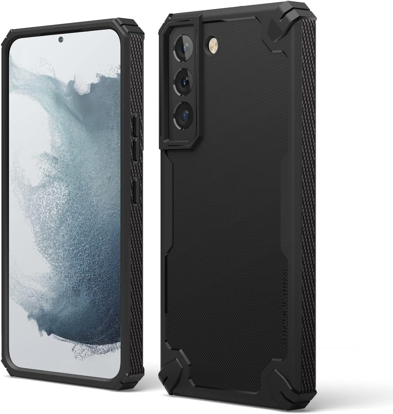 Detalle de elago Armor Cover Case per Samsung Galaxy S22 5G (6,1") con protezione antiurto e TPU, struttura fibra di carbonio (nero)