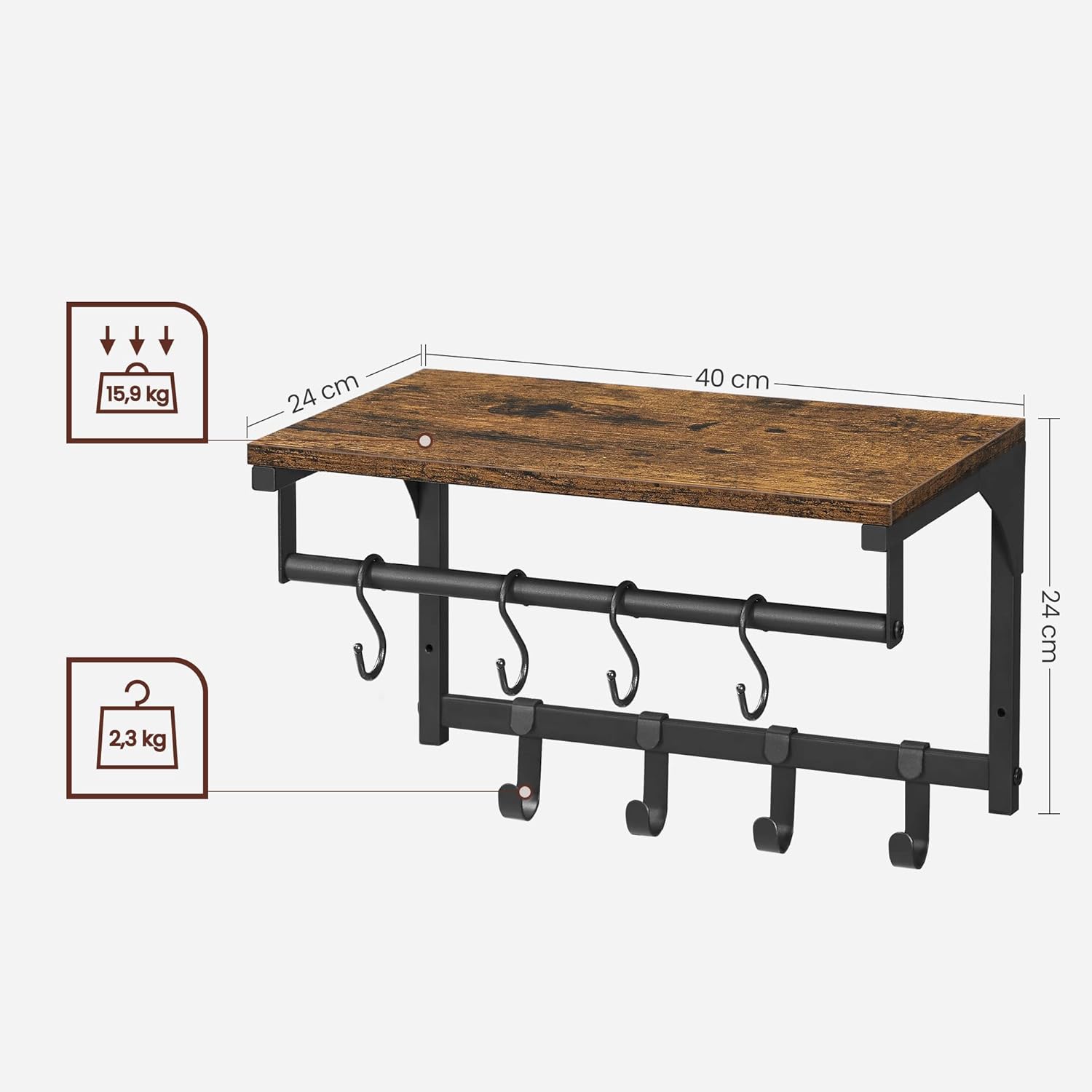 Detalle 2 de VASAGLE LCR103B01 appendiabiti 40x24x24 cm