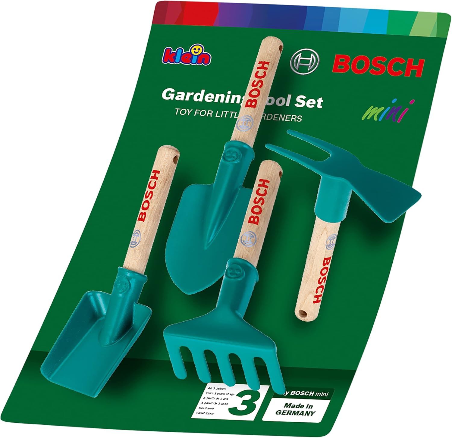 Detalle 2 de Theo Klein 2735 Bosch Gardening Hand Tool Set for Kids (Spade, Rake, Shovel & Hoe) with Hanging Eyelet
