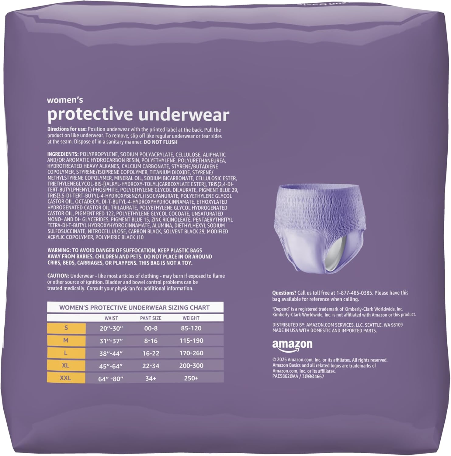 Thumbnail 1 de Amazon Basics Disposable Postpartum Incontinence Underwear for Women, XXL, Lavender, 42 units