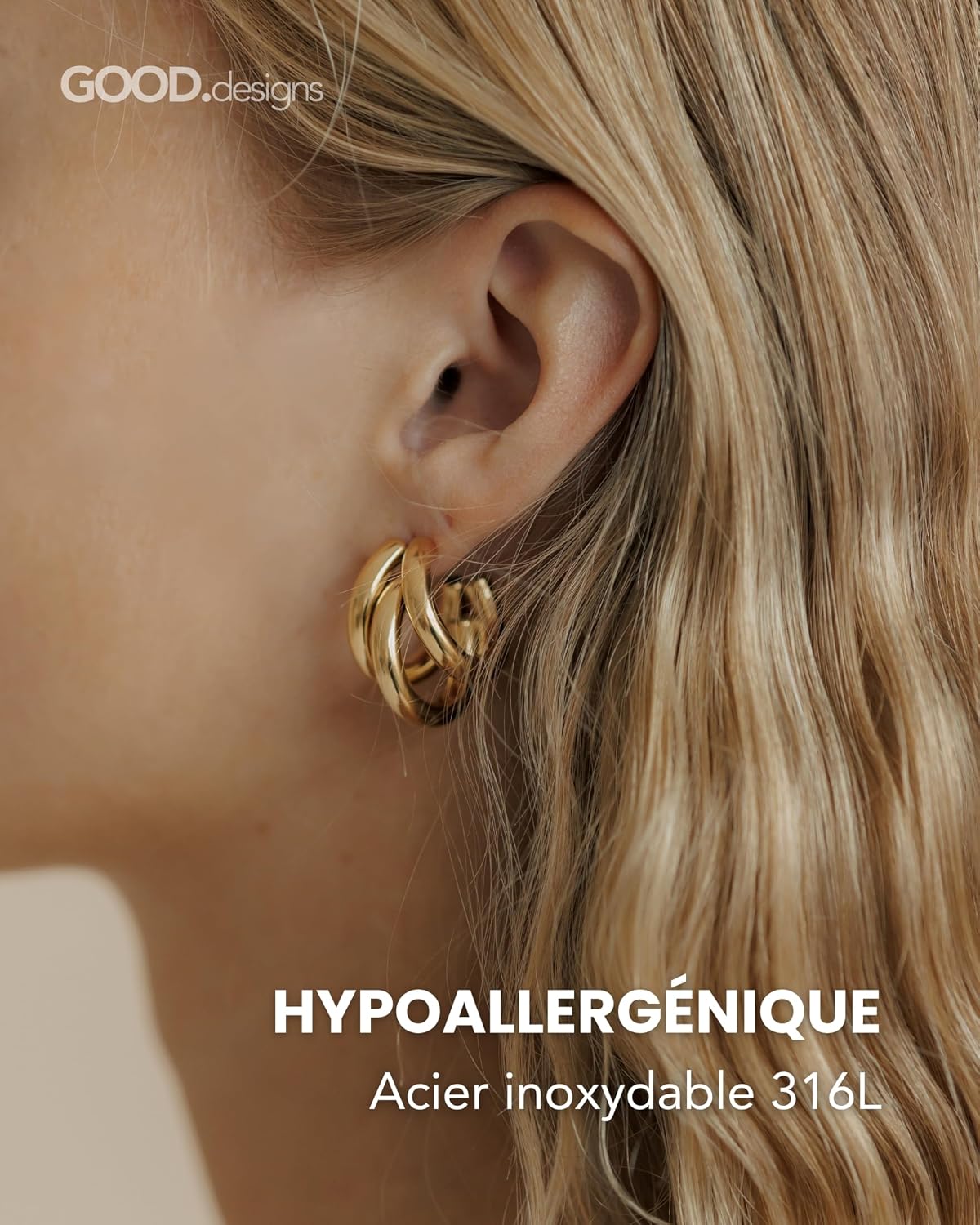 Detalle 2 de Créoles Triple 20 mm pour femmes 💍