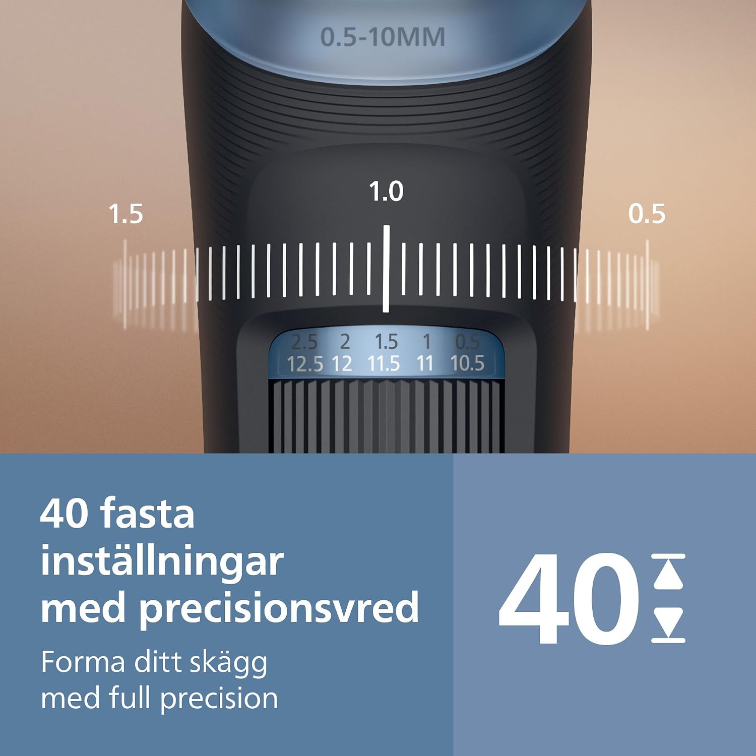 Detalle 2 de Philips Beard Trimmer series 3000 BT3660/15 – skäggtrimmer med 40 längdinställningar