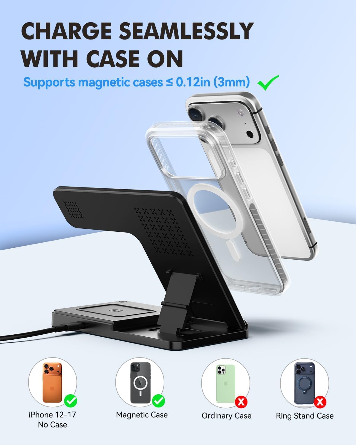 Detalle de MagSafe Charger 25W Magnetic 3-in-1 Wireless Charging Station for Apple (Phone, Watch, AirPods)