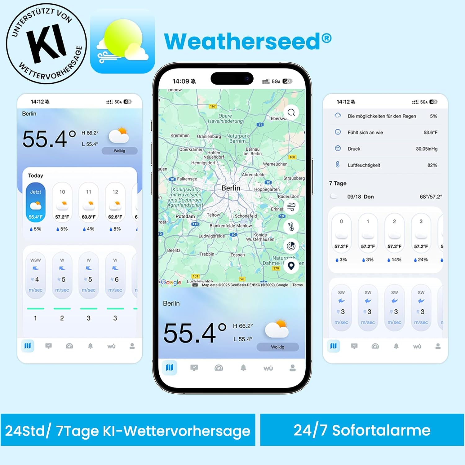 Detalle de Sainlogic Smart Wetterstation mit WLAN – 12-in-1, Weatherseed KI, 2 Jahre Datenspeicherung