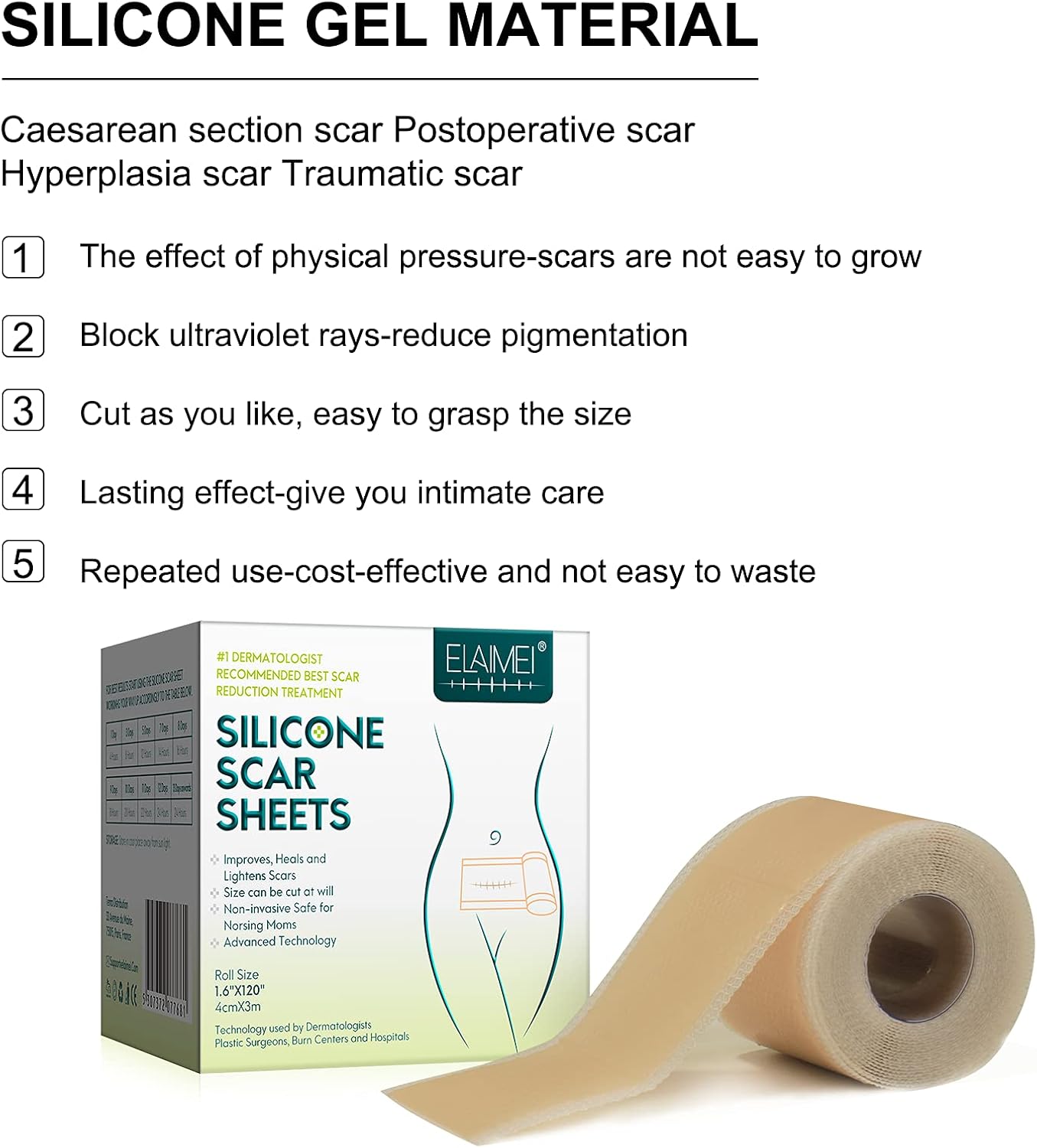 Thumbnail 1 de Silicone Scar Tape (1.6” x 120” – 3M): Reusable Self-Adhesive Scar Sheets for Old & New Scars