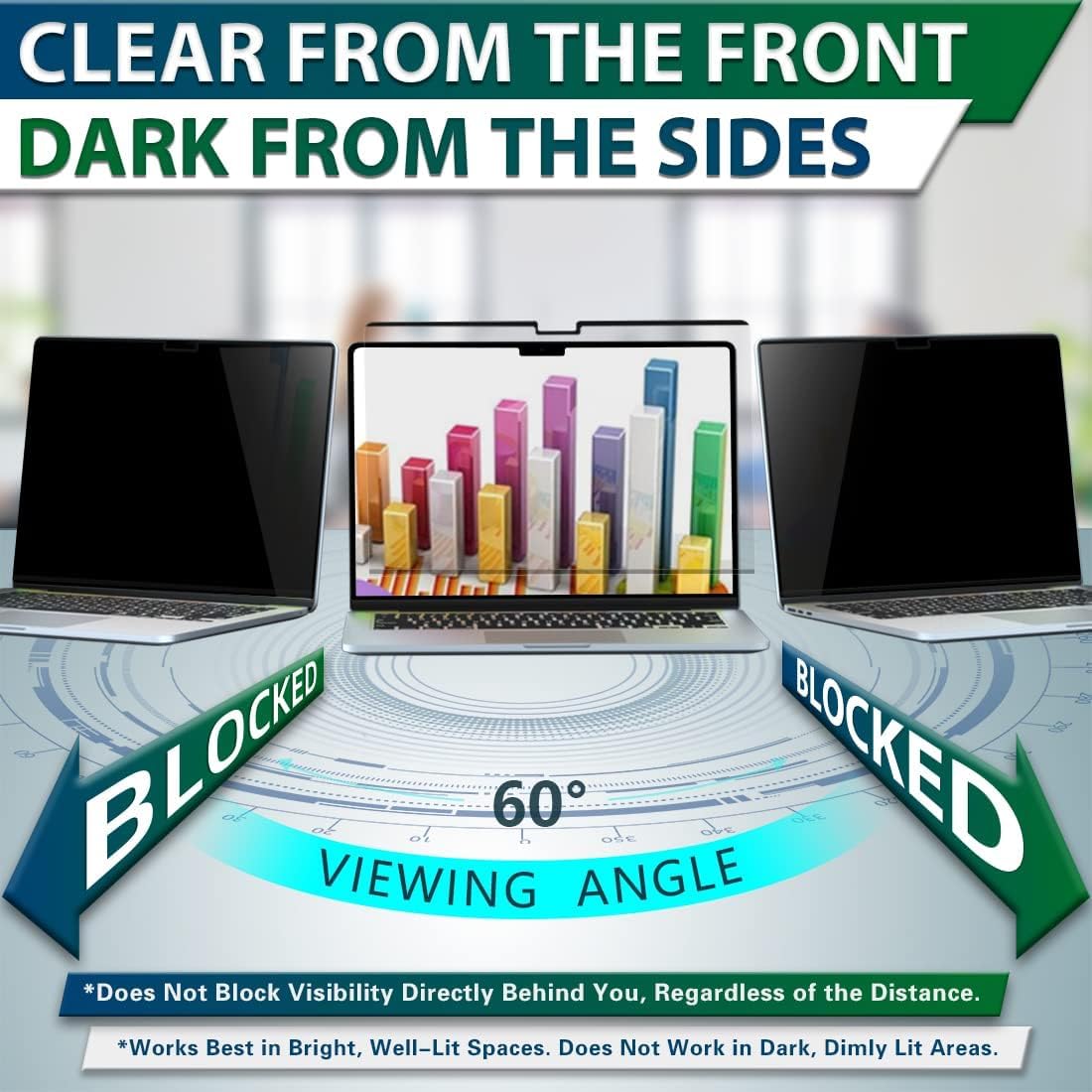 Thumbnail 4 de STARY Magnetic Privacy Screen for MacBook Air 13.6–13 inch (2022–2026) – Matte anti-glare blue light filter, model A2681/A3113