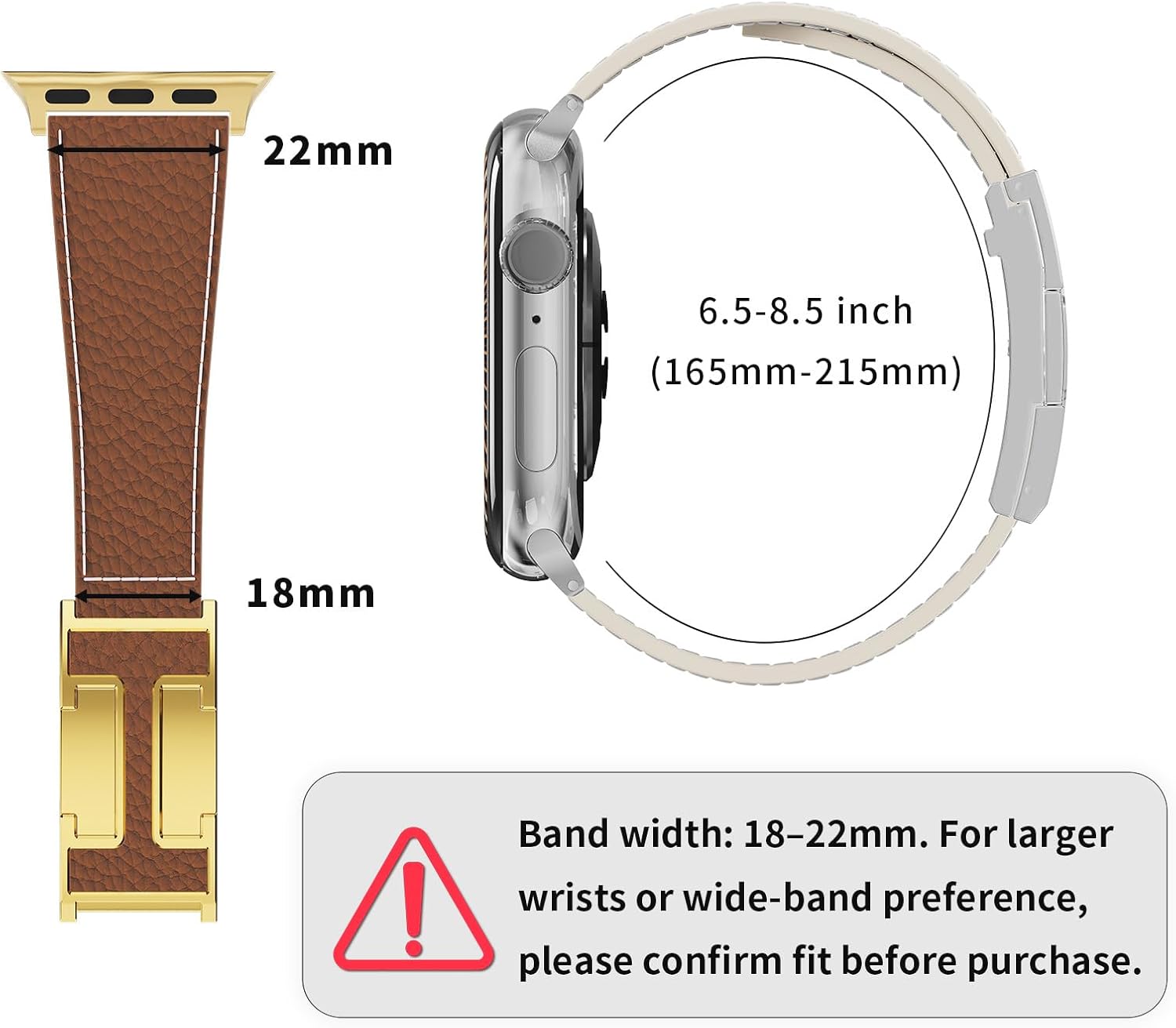 Detalle de Bracelet de rechange en cuir magnétique pour Apple Watch Ultra et modèles compatibles