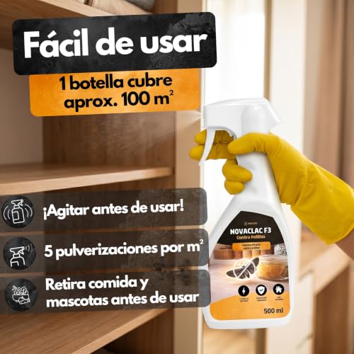 Detalle de NOVACLAC F3 Mata Polillas – 500 ml: spray insecticida para interiores de Panteer