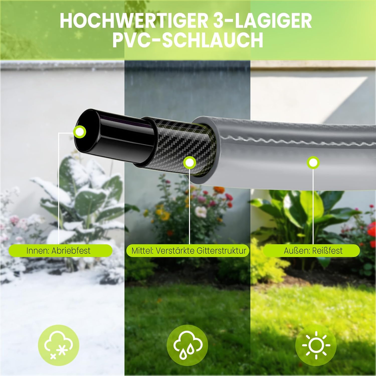 Thumbnail 6 de Bietor Schlauchtrommel Wasser40m + 2m – Automatischer Wand-Schlauchaufroller mit 180° Schwenkarm und 10-fach Sprühpistole