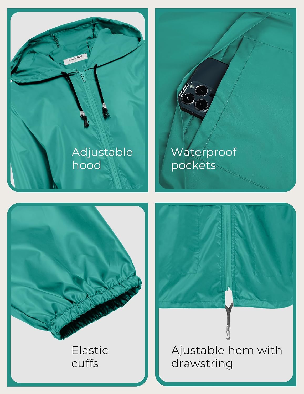 Thumbnail 5 de COOFANDY Mens Packable Rain Jacket waterproof jacket 🌧