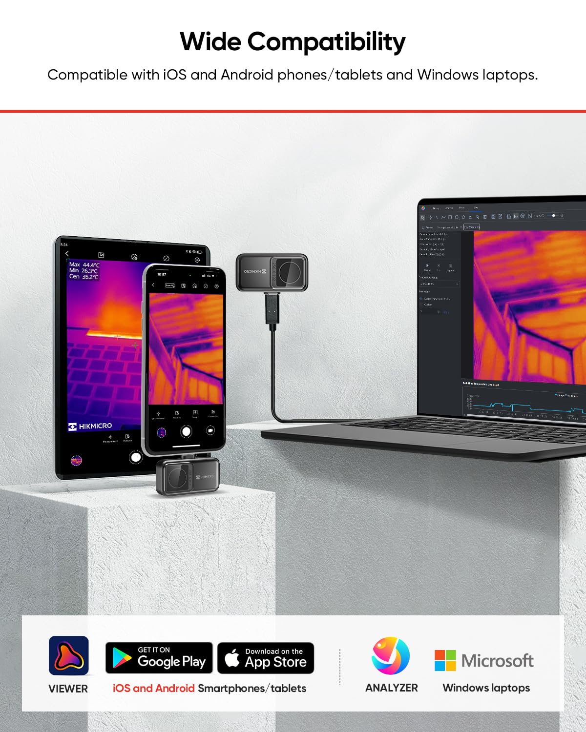 Detalle 2 de HIKMICRO Mini2 V2 Thermal Camera, 256 × 192 IR, SuperIR and 50° Lens