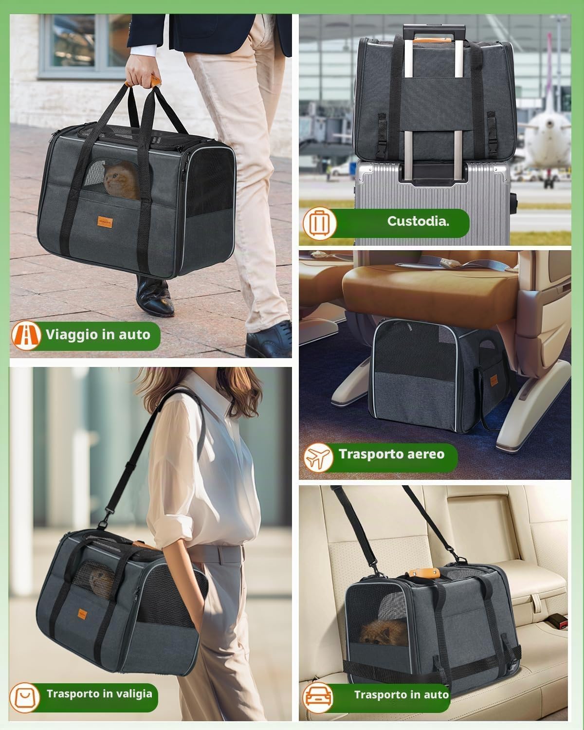 Detalle 2 de Morpilot Grande trasportatore per gatti con lati morbidi e cerniere di sicurezza, fino a 9 kg