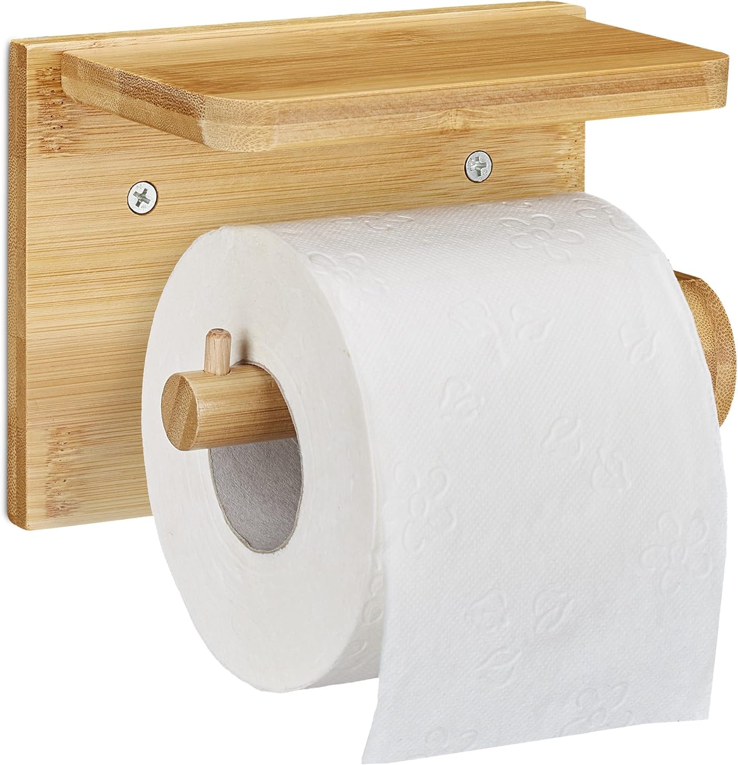 Detalle de Relaxdays Porte-Papier Toilette en Bambou avec Espace de Rangement — 12x16x10,3 cm, Nature