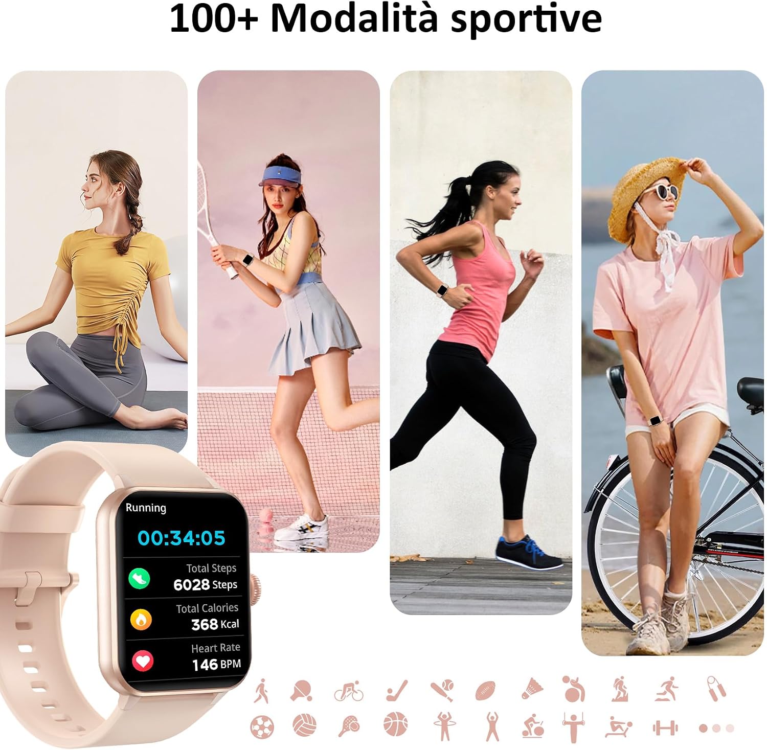 Detalle de Blackview Smartwatch Uomo Donna: chiamate Bluetooth, schermo 1,85'' e monitoraggio salute