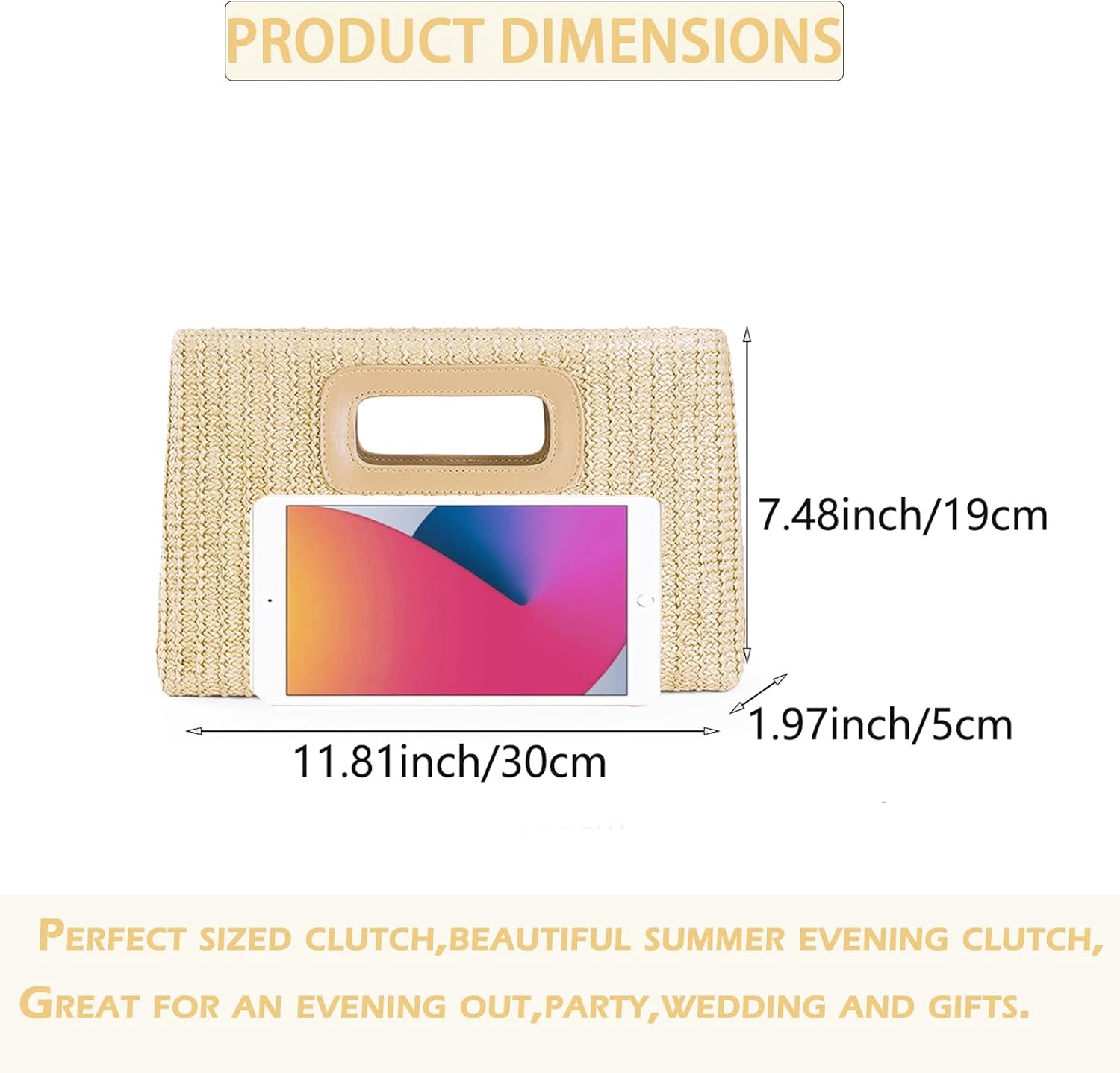 Detalle de Crbeqabe Straw Clutch Purse