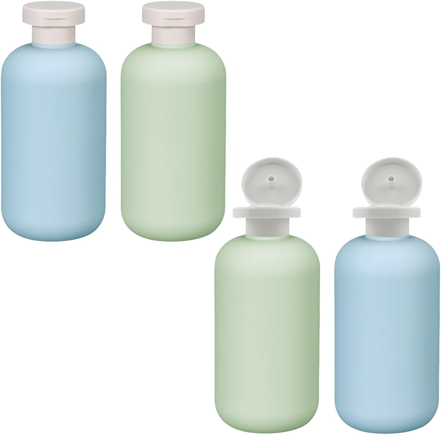 Auswalar 4 x 200ml Flip Cap Bottles (Empty Refillable Travel Containers) for Shampoo & Shower Gel