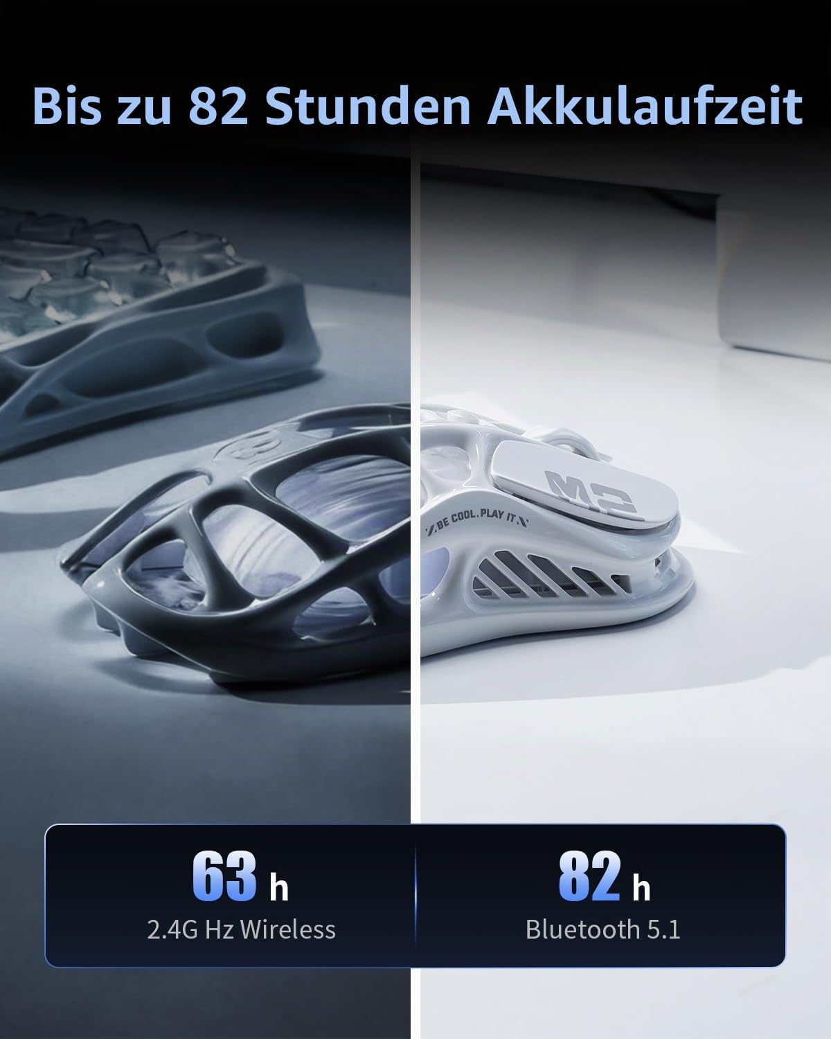 Thumbnail 3 de GravaStar Mercury M2 Gaming-Maus kabellos (2,4 GHz/Bluetooth/Kabel) mit bis zu 26.000 DPI, 79 g und PAW3395
