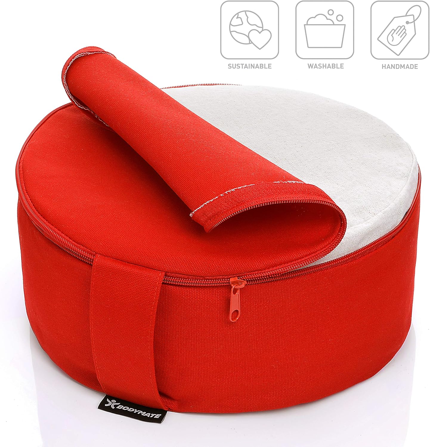 Thumbnail 1 de BODYMATE cuscino da yoga rotondo in grano saraceno lavabile, 31 cm