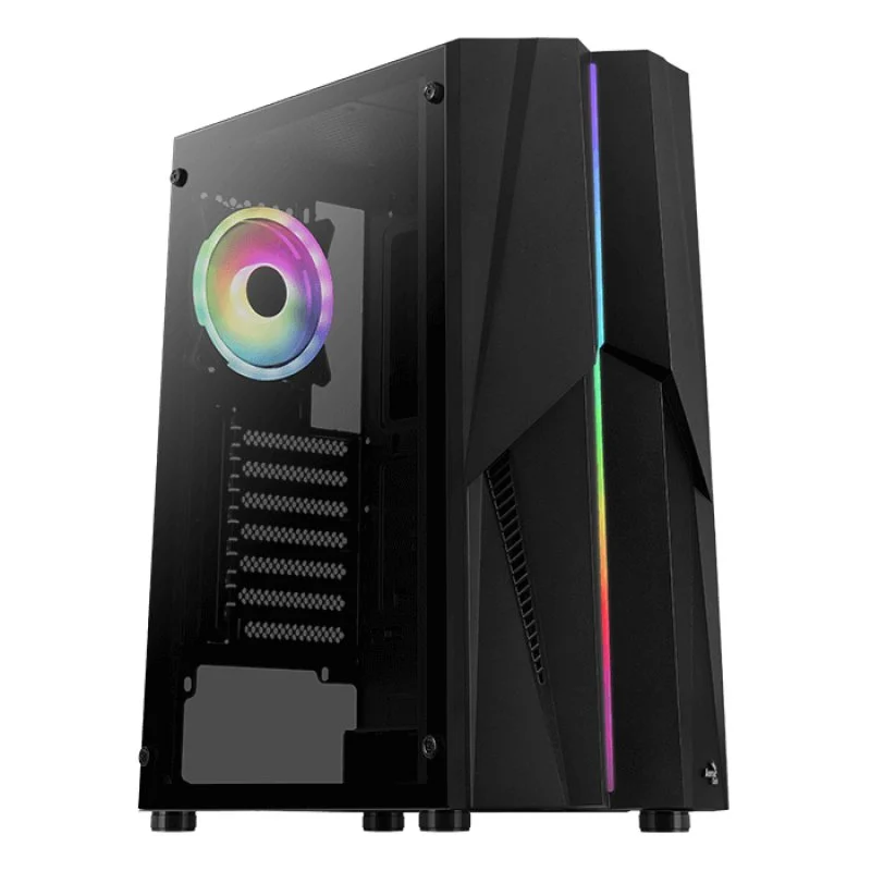 Imagen de Aerocool Mecha USB 3.2 ARGB Negra: caja semitorre con panel lateral de vidrio y RGB direccionable en OfertitasTOP