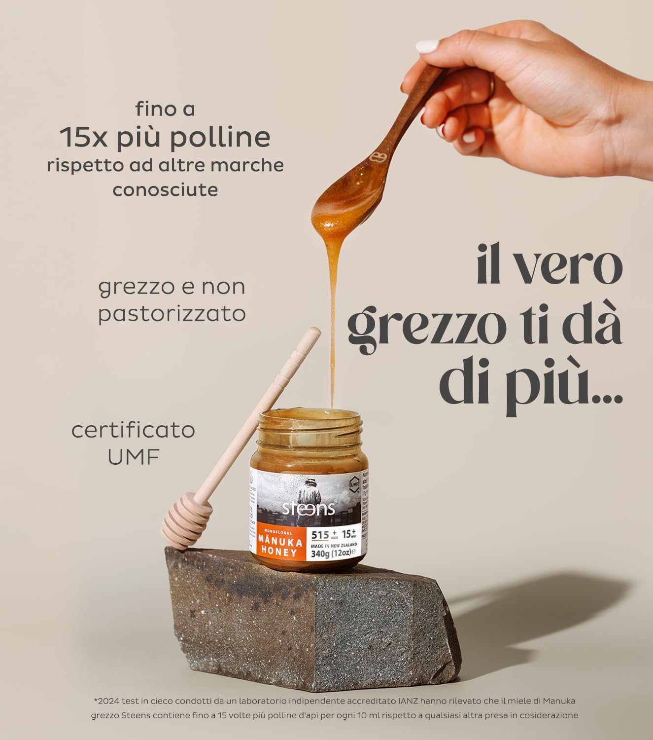 Detalle 2 de Steens Miele di Manuka UMF 15+ 340 g 🍯