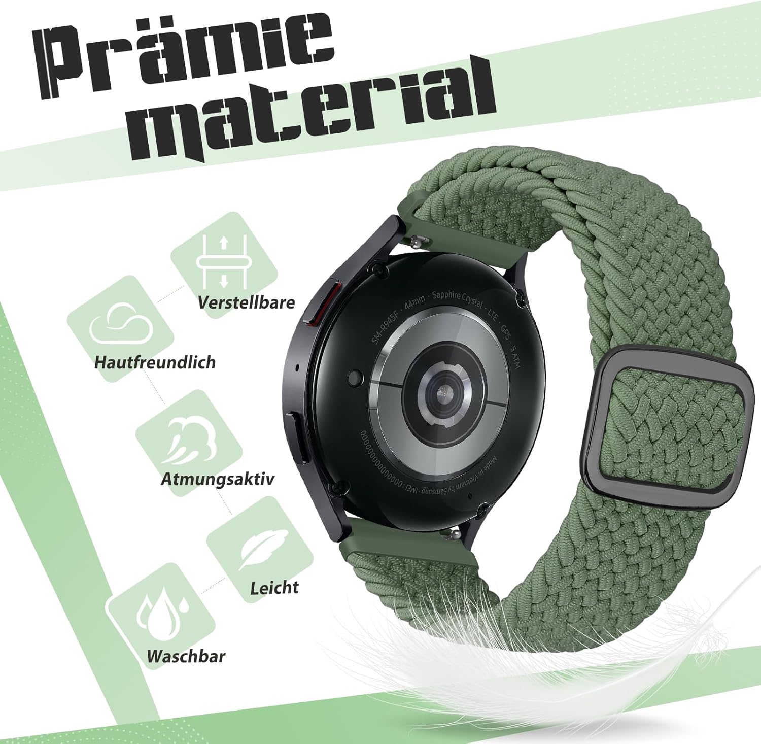 Thumbnail 4 de Yunshare Geflochtenes elastisches Uhrenarmband 18–24 mm mit Schnellverschluss – 3 Stück