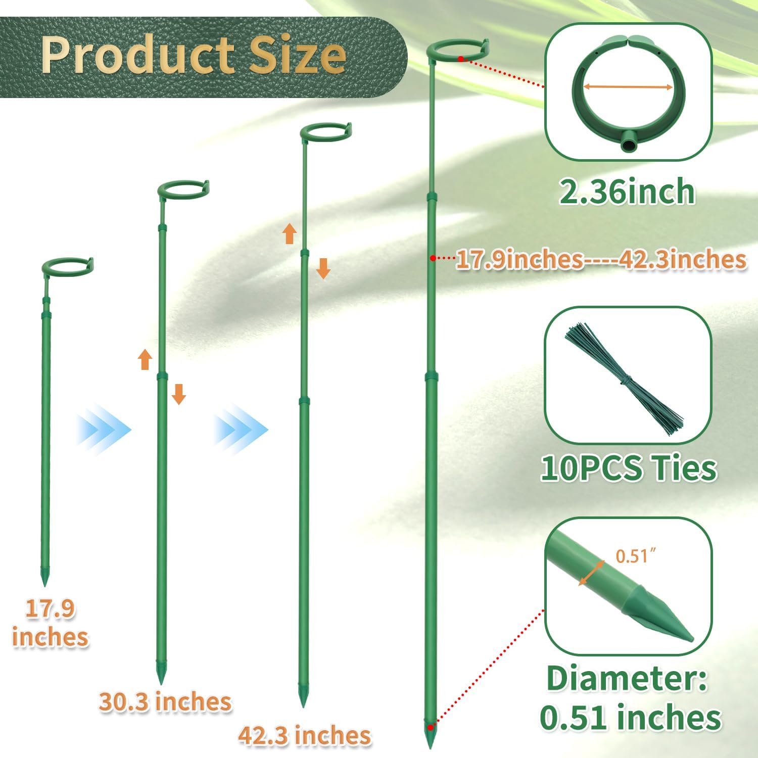 Detalle 2 de Stroller garden-stakes Telescoping Plant Stakes, Adjustable Fiberglass Support
