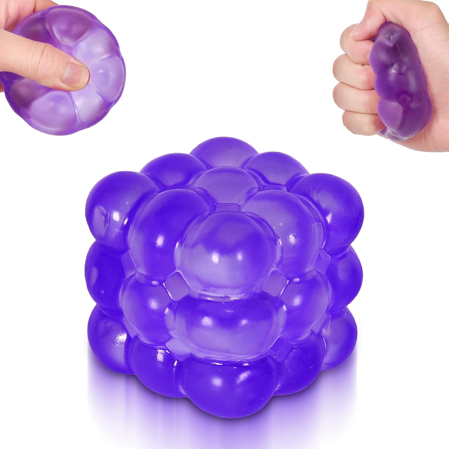 Detalle de Puffwize Cube Squishy-Puffwize-1.96-Purple Fidget Toy, Purple TPR Cube