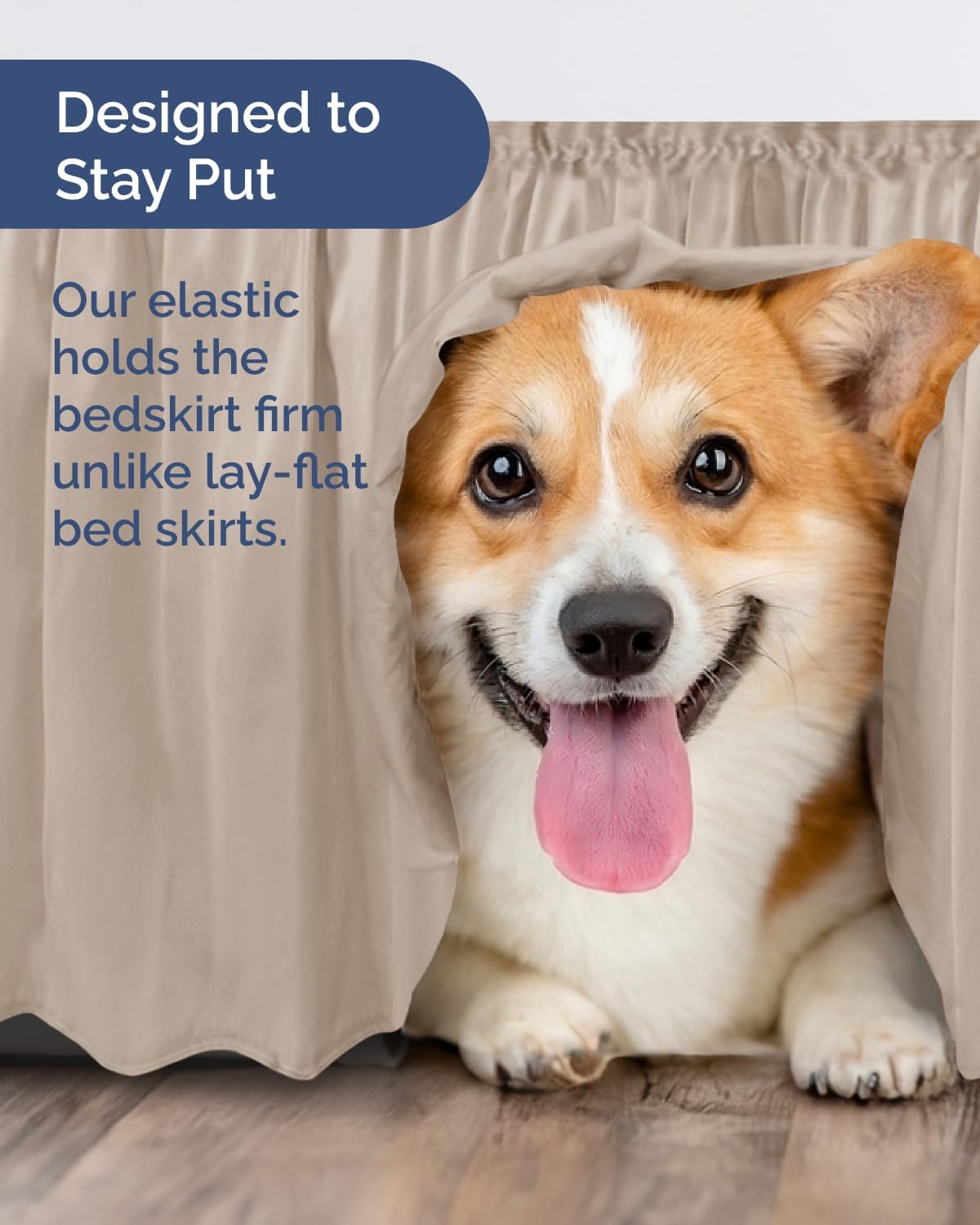 Thumbnail 6 de Wrap Around Dust Ruffle Bed Skirt (Wheat) for King Size Beds with 15 Inch Drop