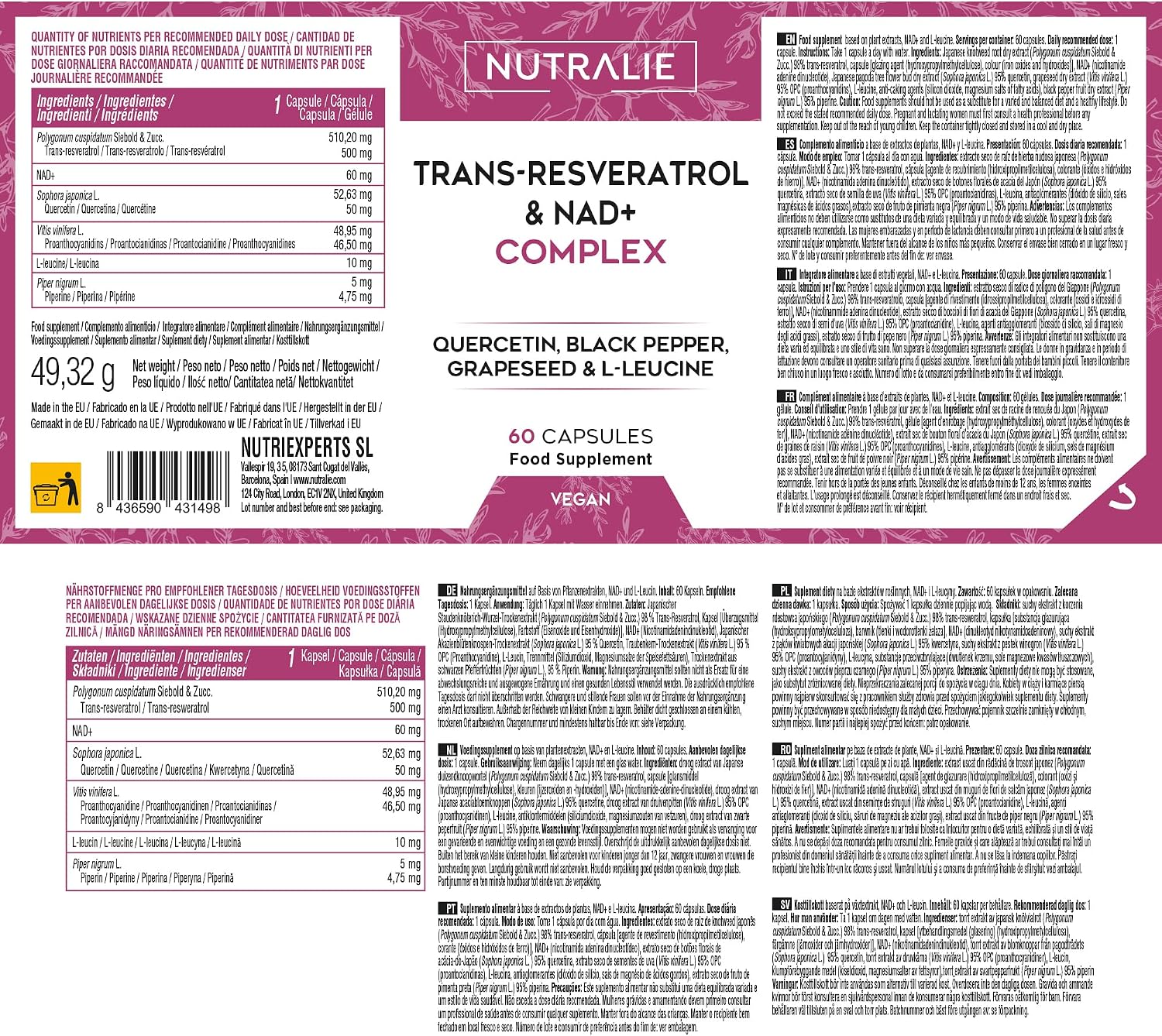 Thumbnail 5 de Nutralie Trans Resvératrol NAD+ Complex 686mg