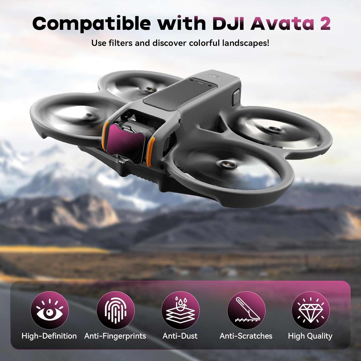 Thumbnail 1 de MINGVEN Avata 2 ND-Filter-Set (UV+CPL + ND) – 6er-Pack für DJI Avata 2 mit ND8 bis ND64