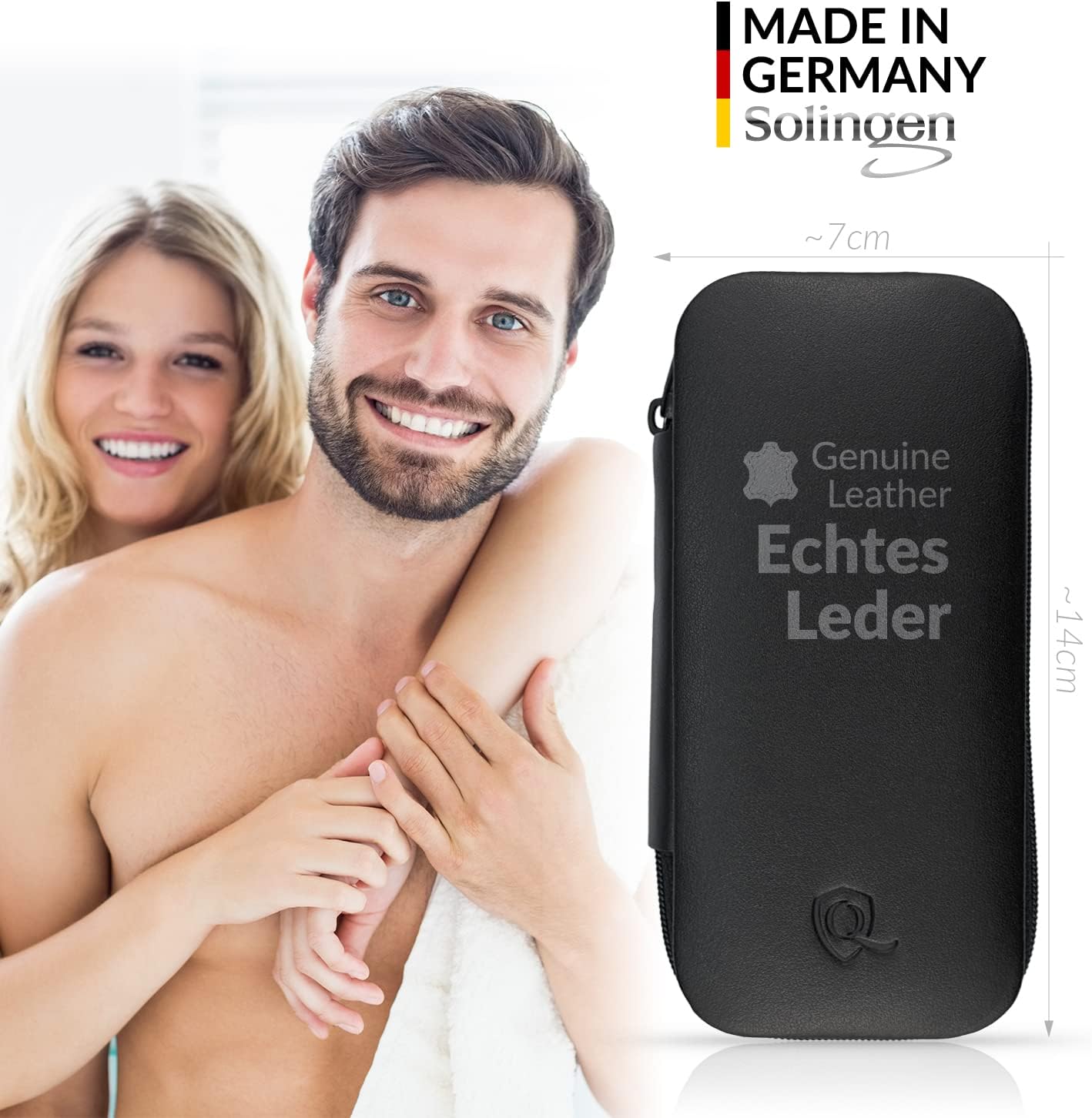 Detalle de Tagliaunghie Set Professionale 7 Pezzi Made in Germany – Solingen, con etui in vera pelle