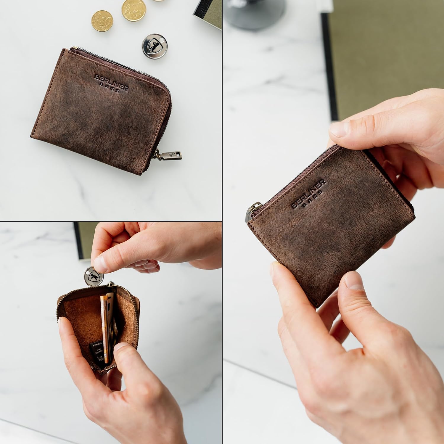 Thumbnail 5 de Berliner Bags Münzbörse Mark aus Leder – Mini-Geldbeutel für Damen & Herren (10,5 x 8,5 cm)