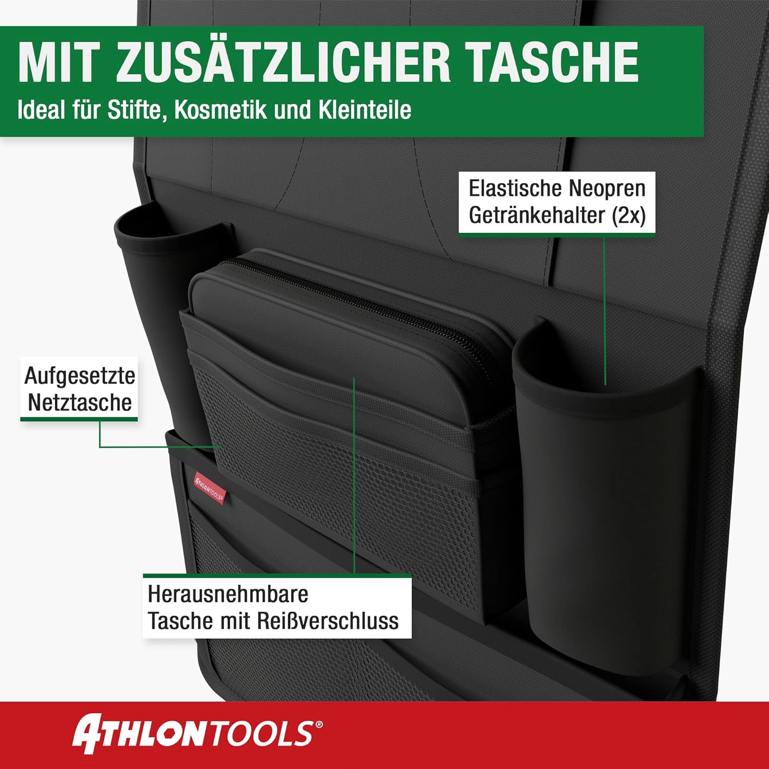 Thumbnail 4 de ATHLON TOOLS Der stabilste Autositz-Organizer mit verstärkter Rückwand und integriertem Tablet-Halter