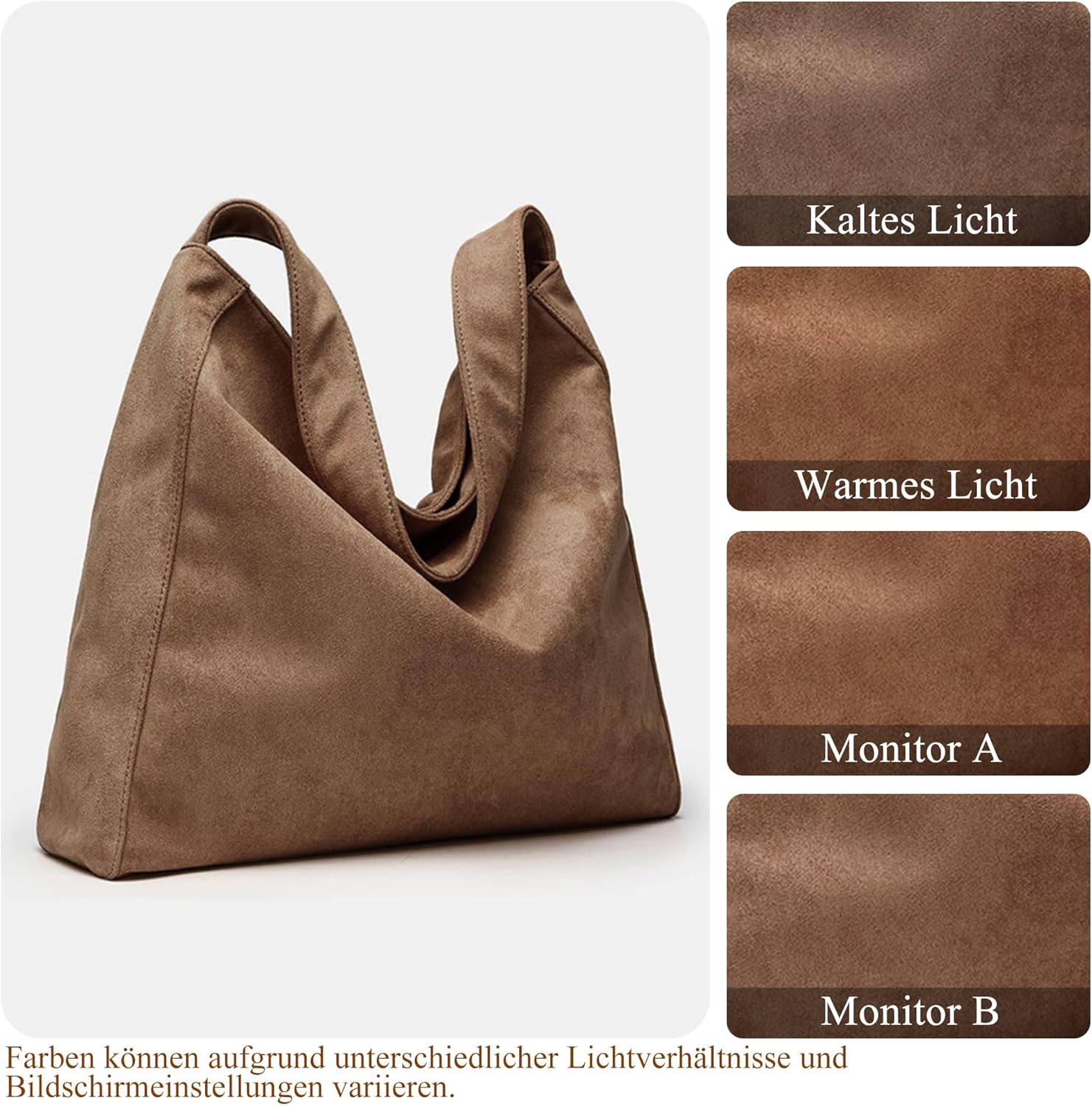 Thumbnail 5 de Gluckstar große Handtasche Damen – Shopper aus Kunstwildleder mit Reißverschluss und Schulterriemen
