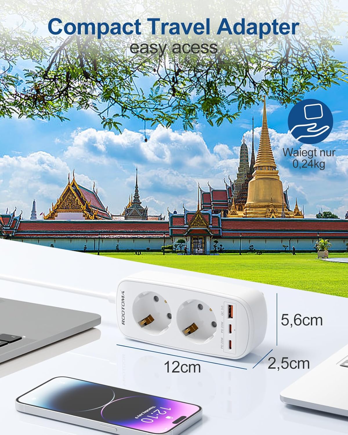 Thumbnail 3 de Reiseadapter Thailand 1,5 m 🔌